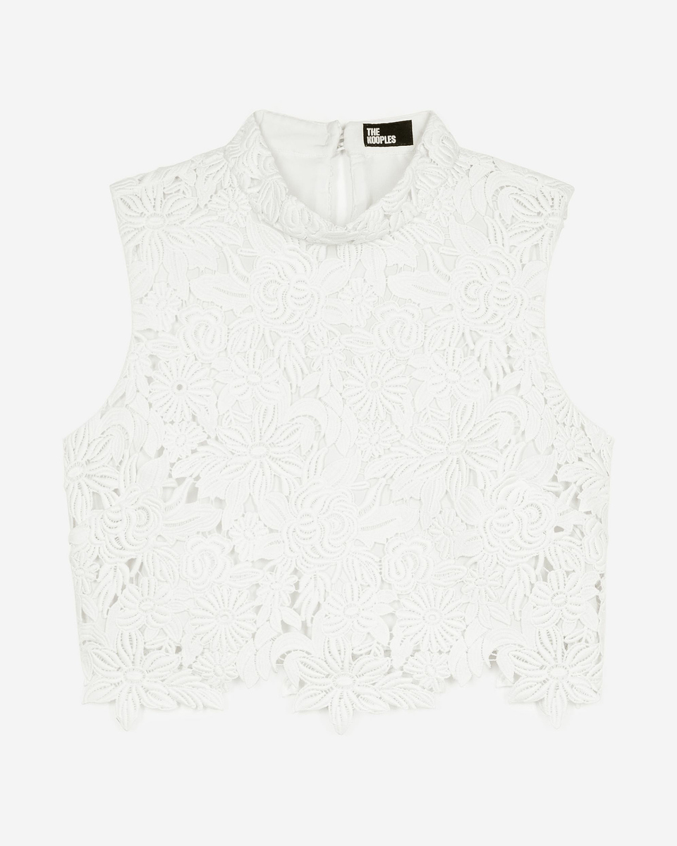 Ecru floral lace top