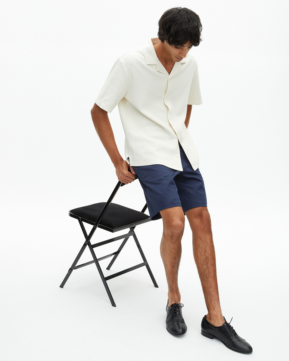 Ecru honeycomb short-sleeve shirt
