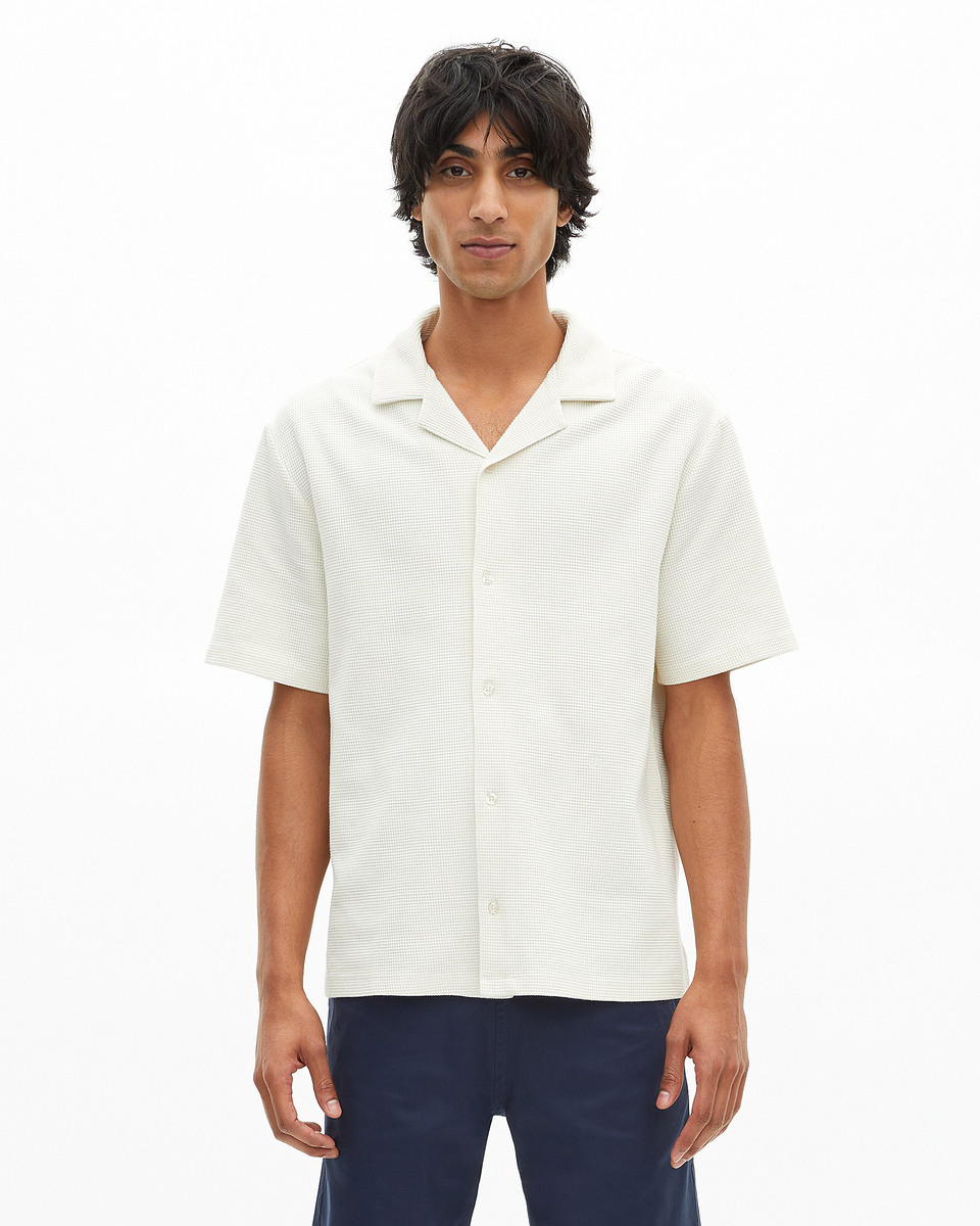 Ecru honeycomb short-sleeve shirt
