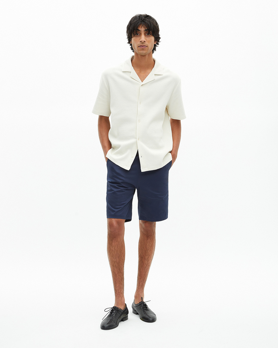 Ecru honeycomb short-sleeve shirt