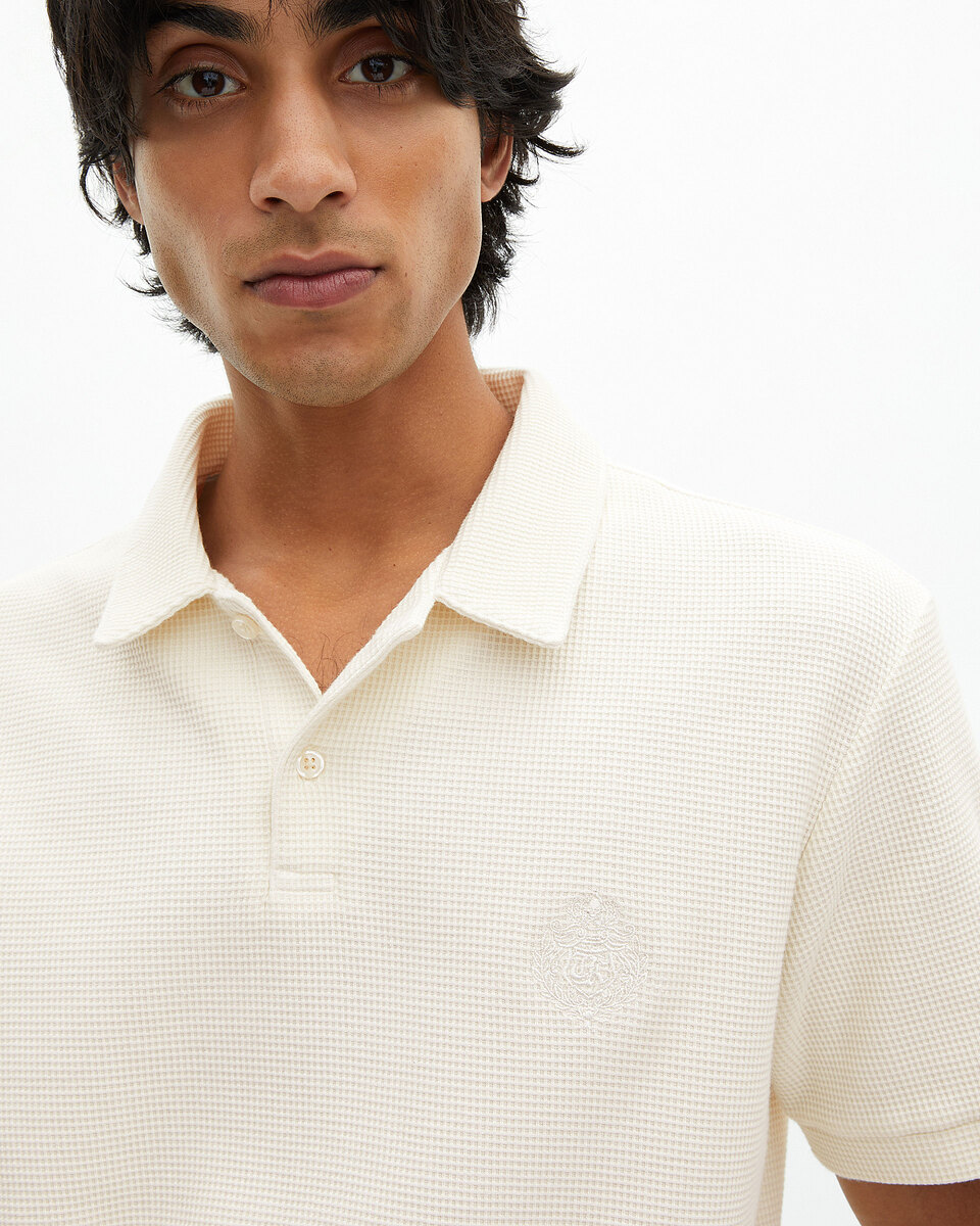 Honeycomb polo shirt with ecru crest