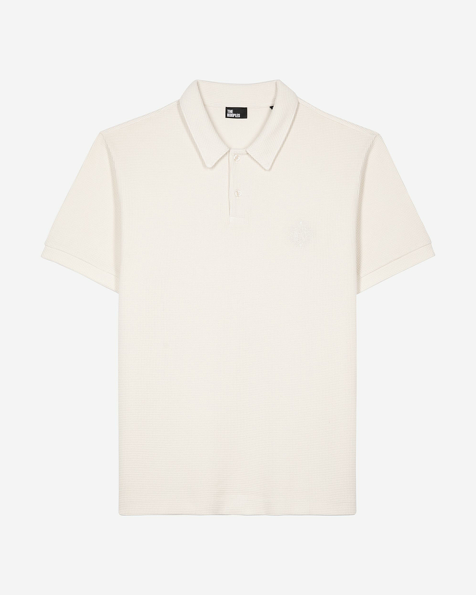 Honeycomb polo shirt with ecru crest