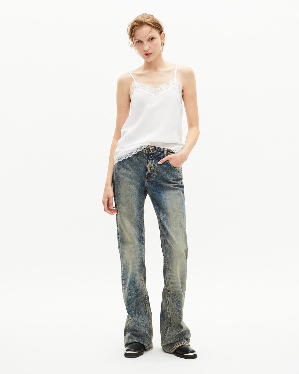 Ecru silk and lace camisole