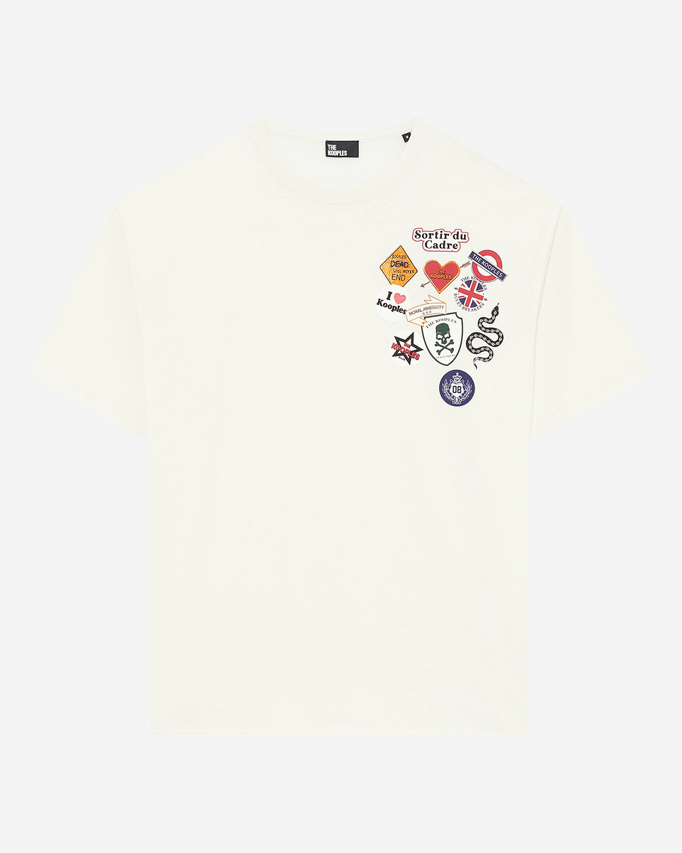 Ecru pines-effect printed T-shirt
