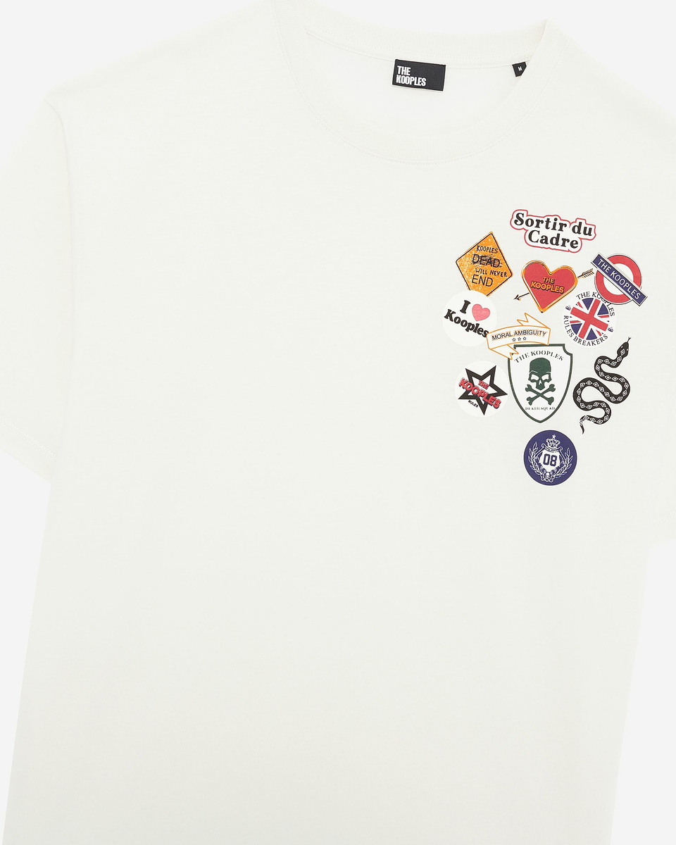 Ecru pines-effect printed T-shirt