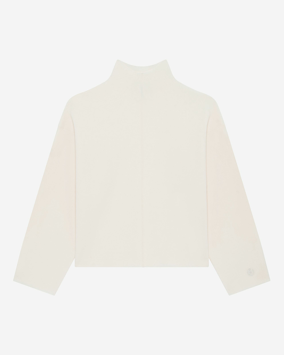White mock-neck sweater