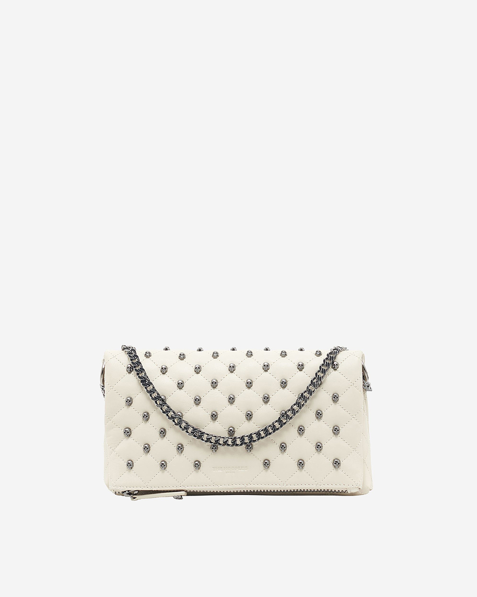 Heritage small clutch bag in ecru leather