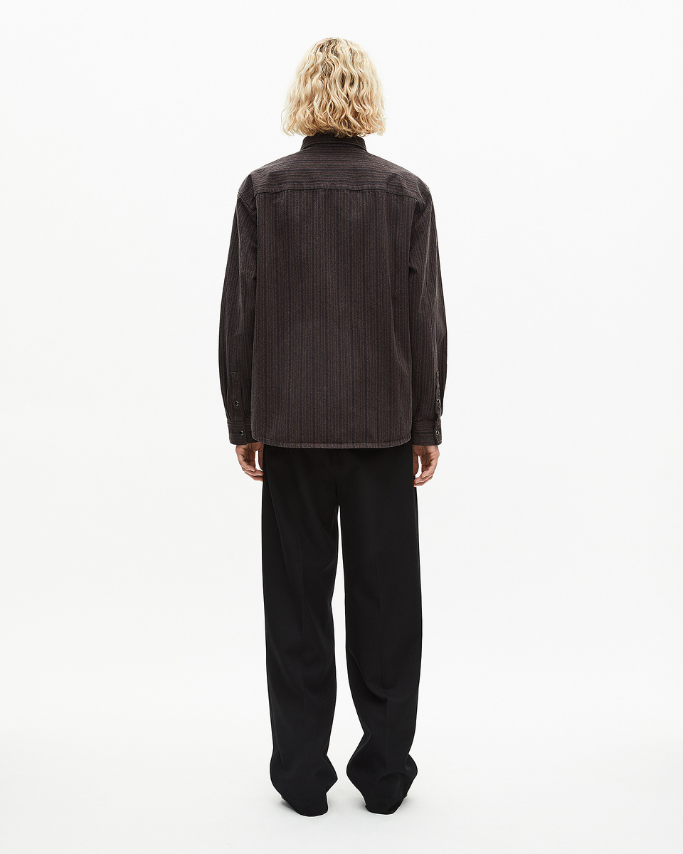 Brown and blue molten stripe overshirt