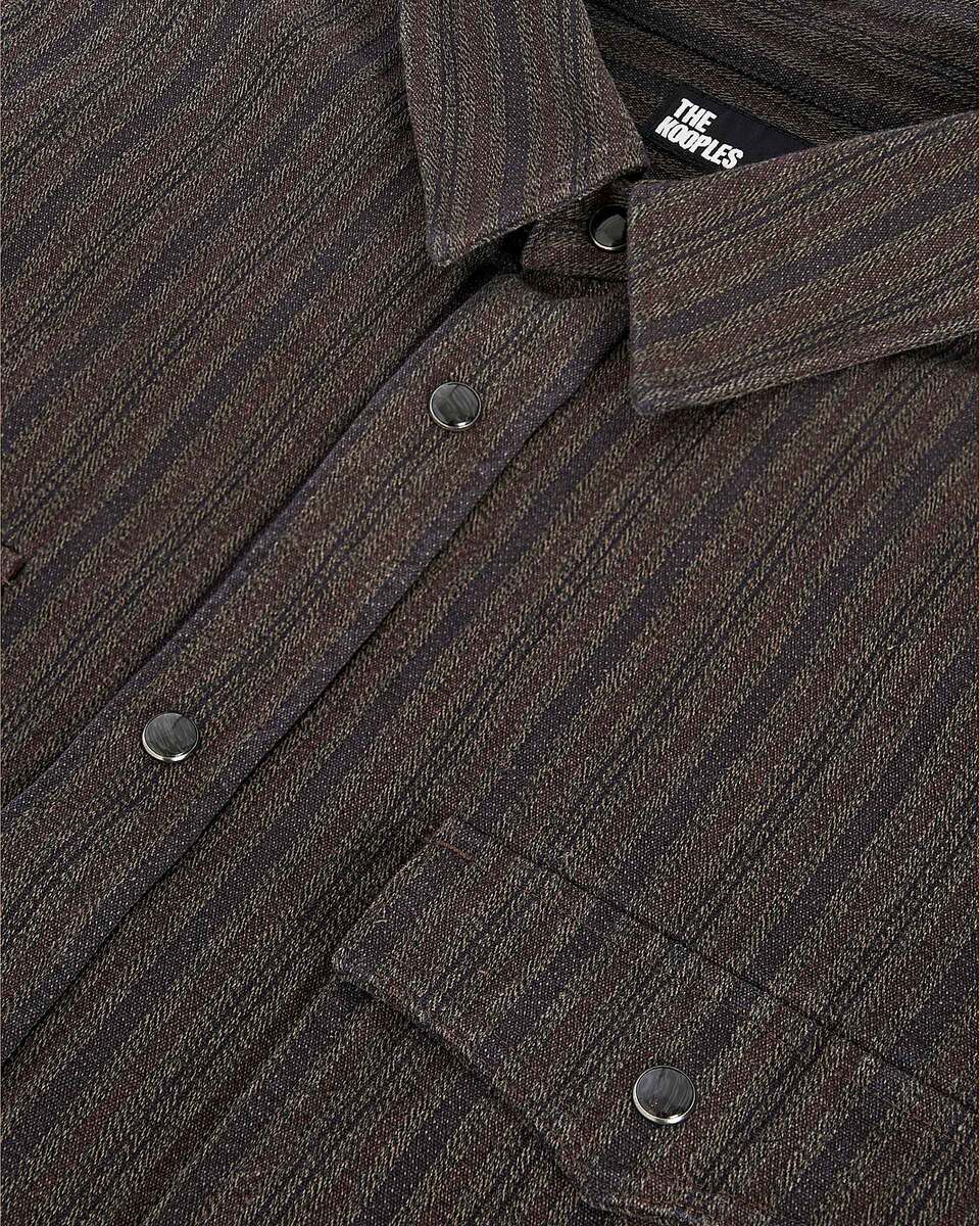 Brown and blue molten stripe overshirt