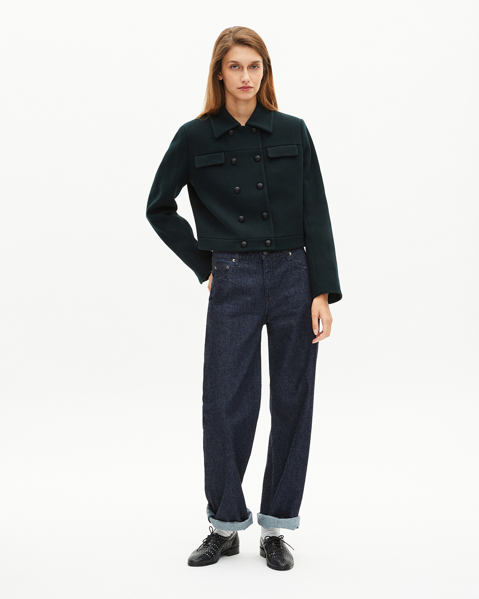 Dark green wool short jacket