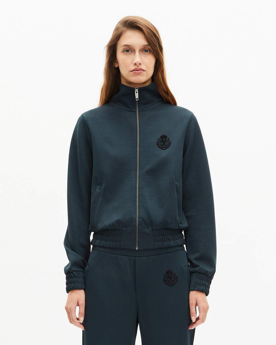 Dark green zip-up sweatshirt