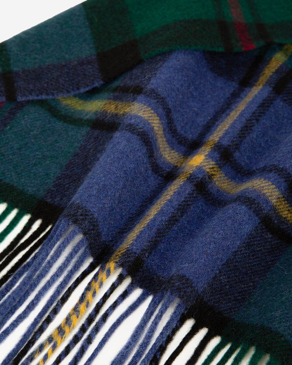 Blue and green tartan scarf