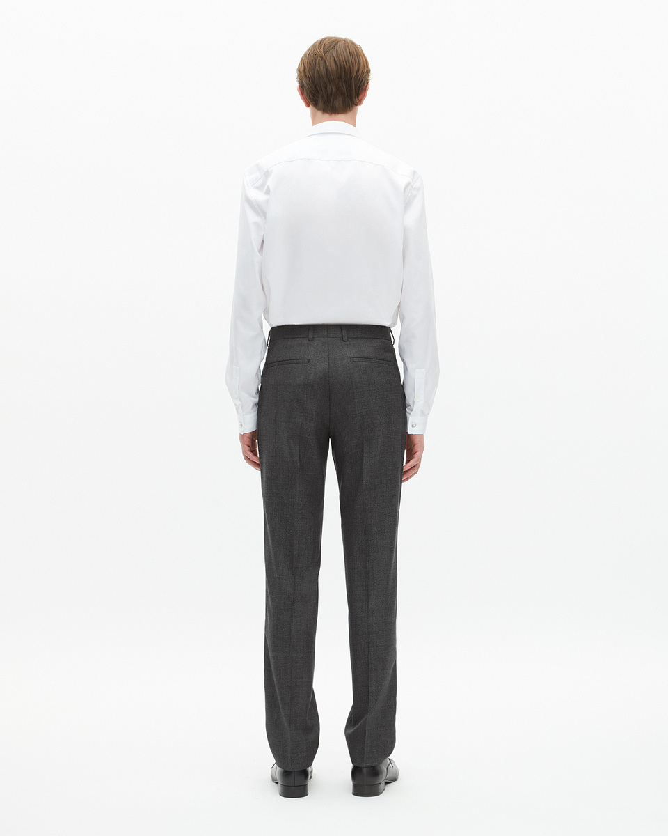 Grey straight wool suit pants