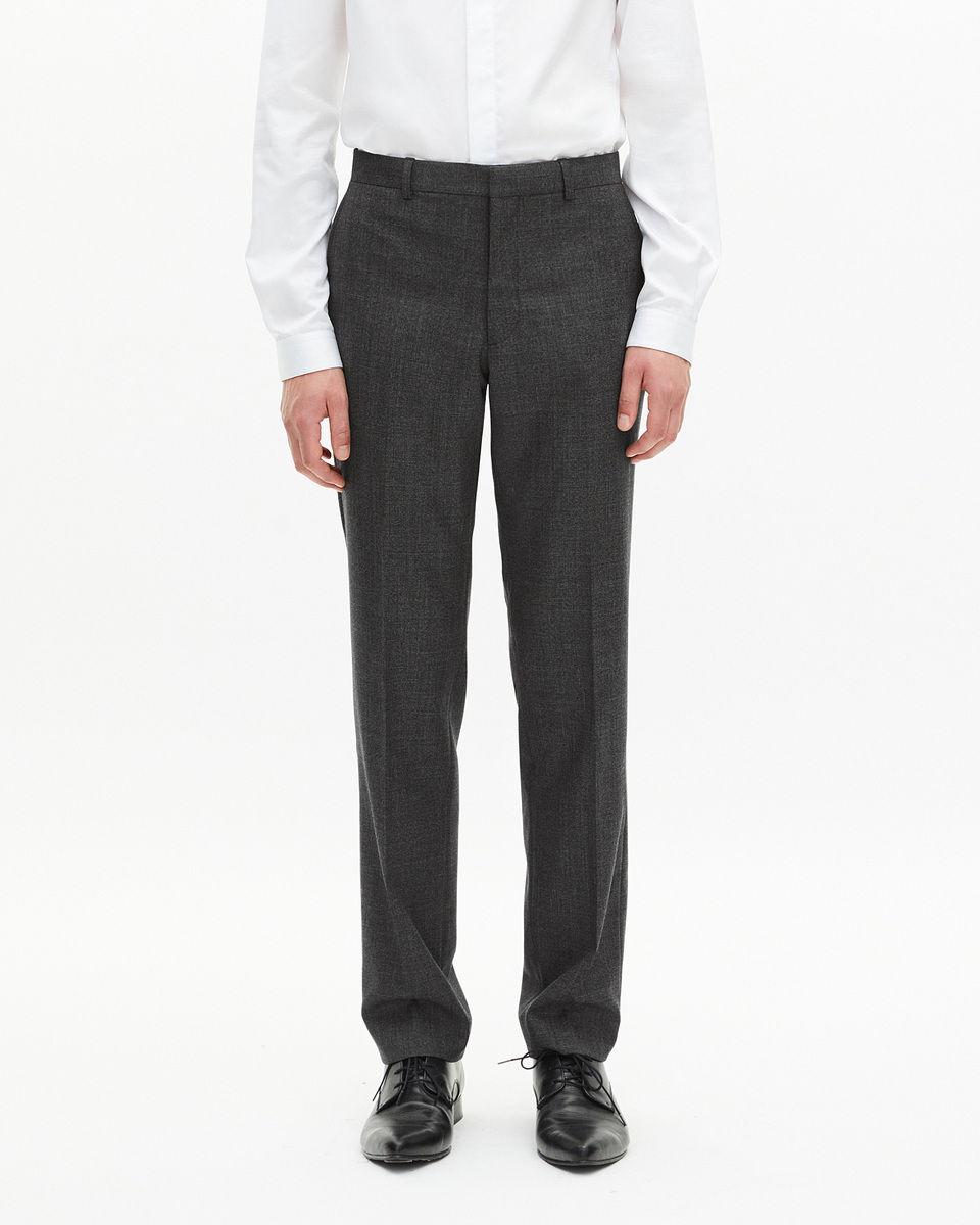 Grey straight wool suit pants