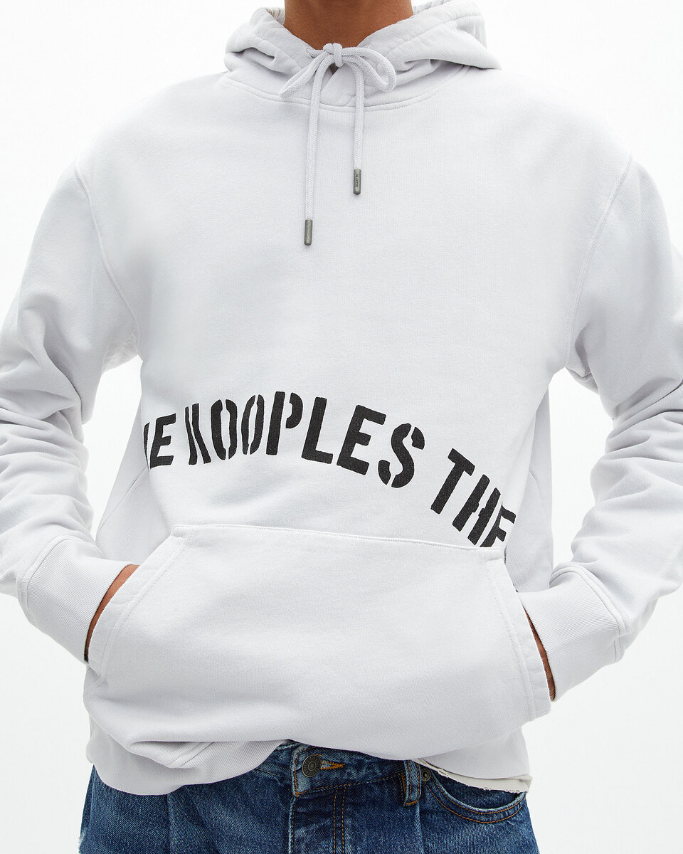 Hooded sweatshirt with grey screen print