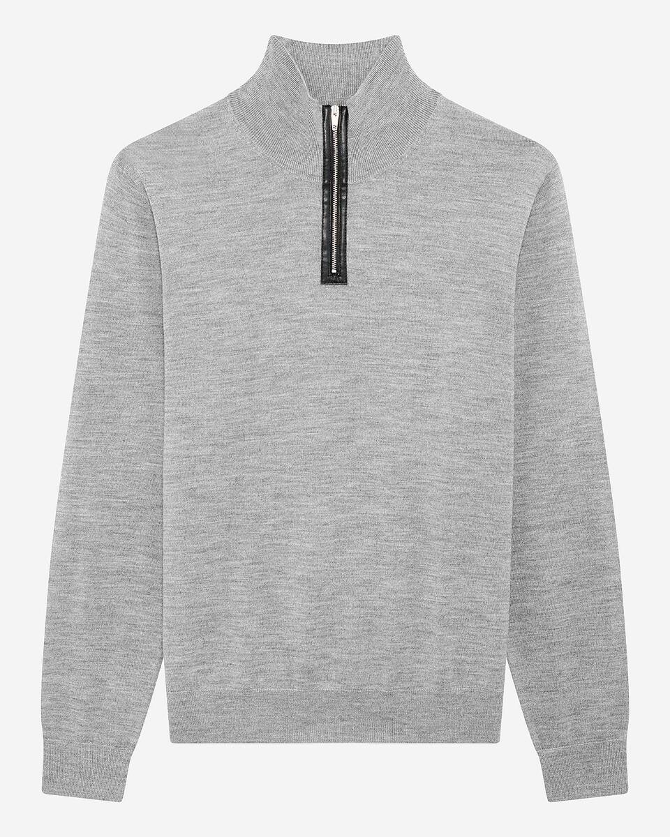 Grey stand-up collar sweater