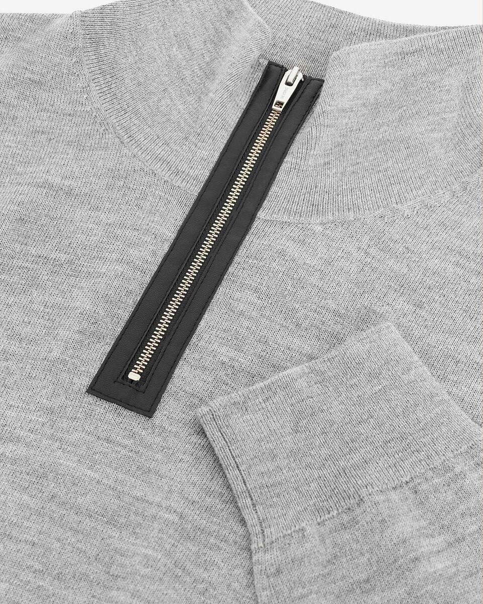 Grey stand-up collar sweater