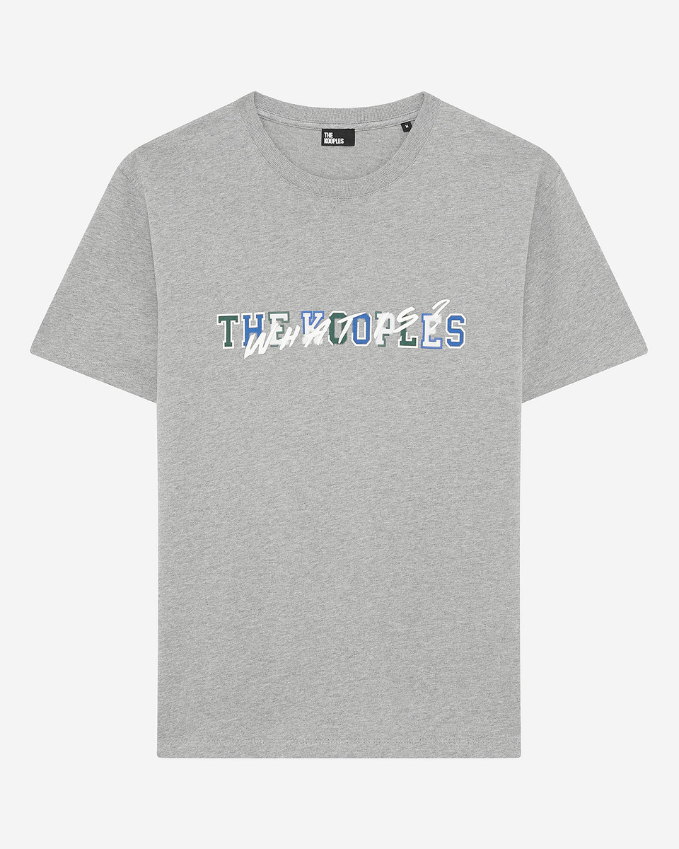 What is grey T-shirt