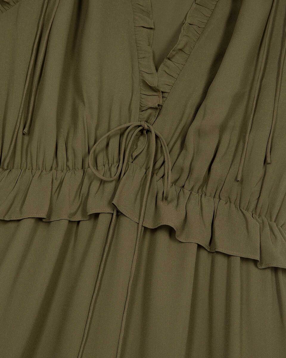 Short dress with khaki ruffles