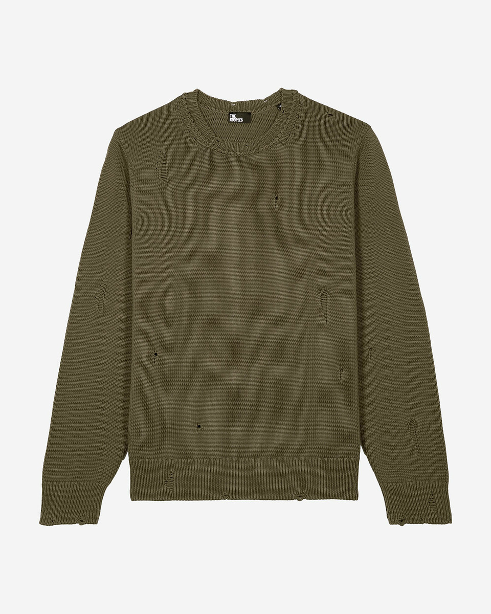 Khaki openwork sweater