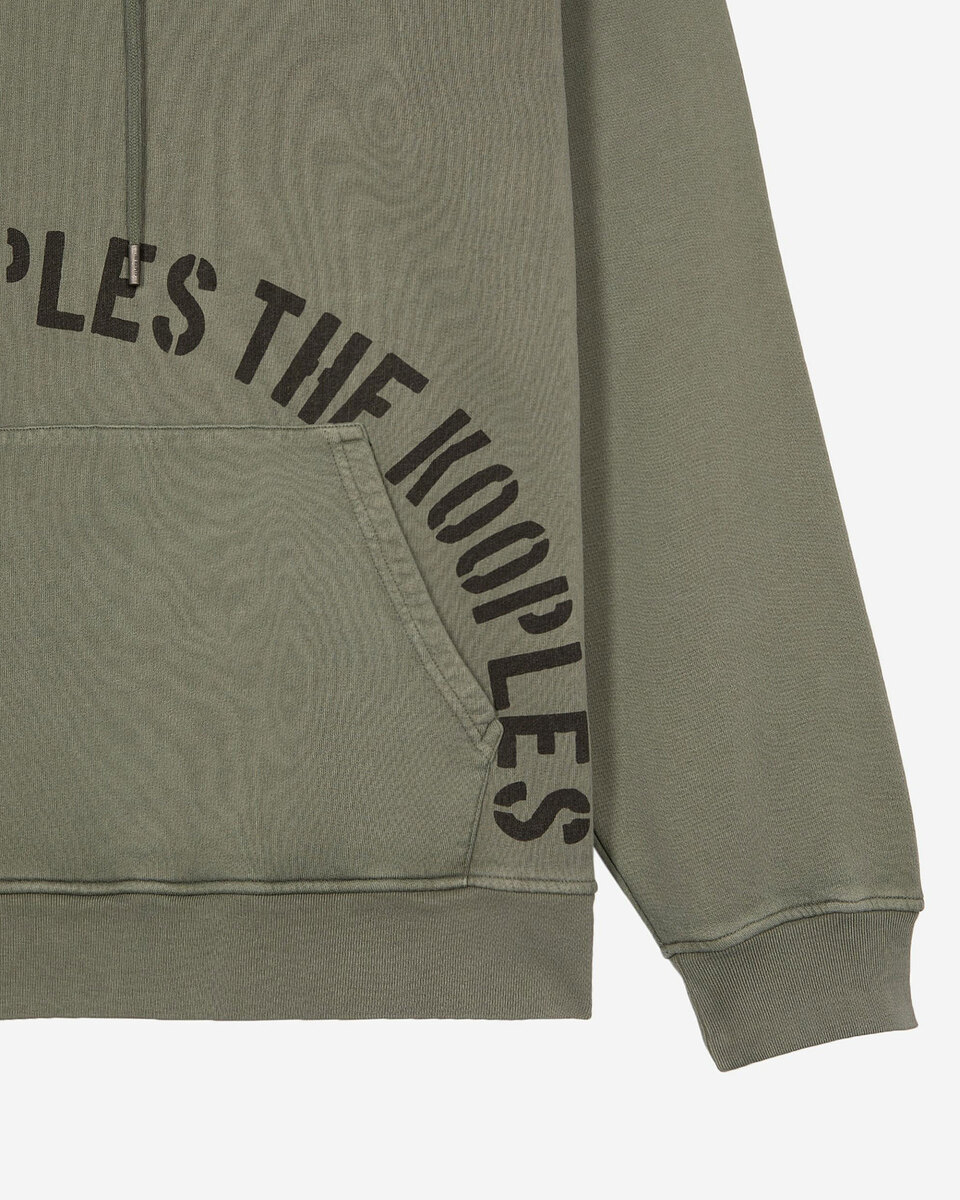 Hooded sweatshirt with khaki screen print