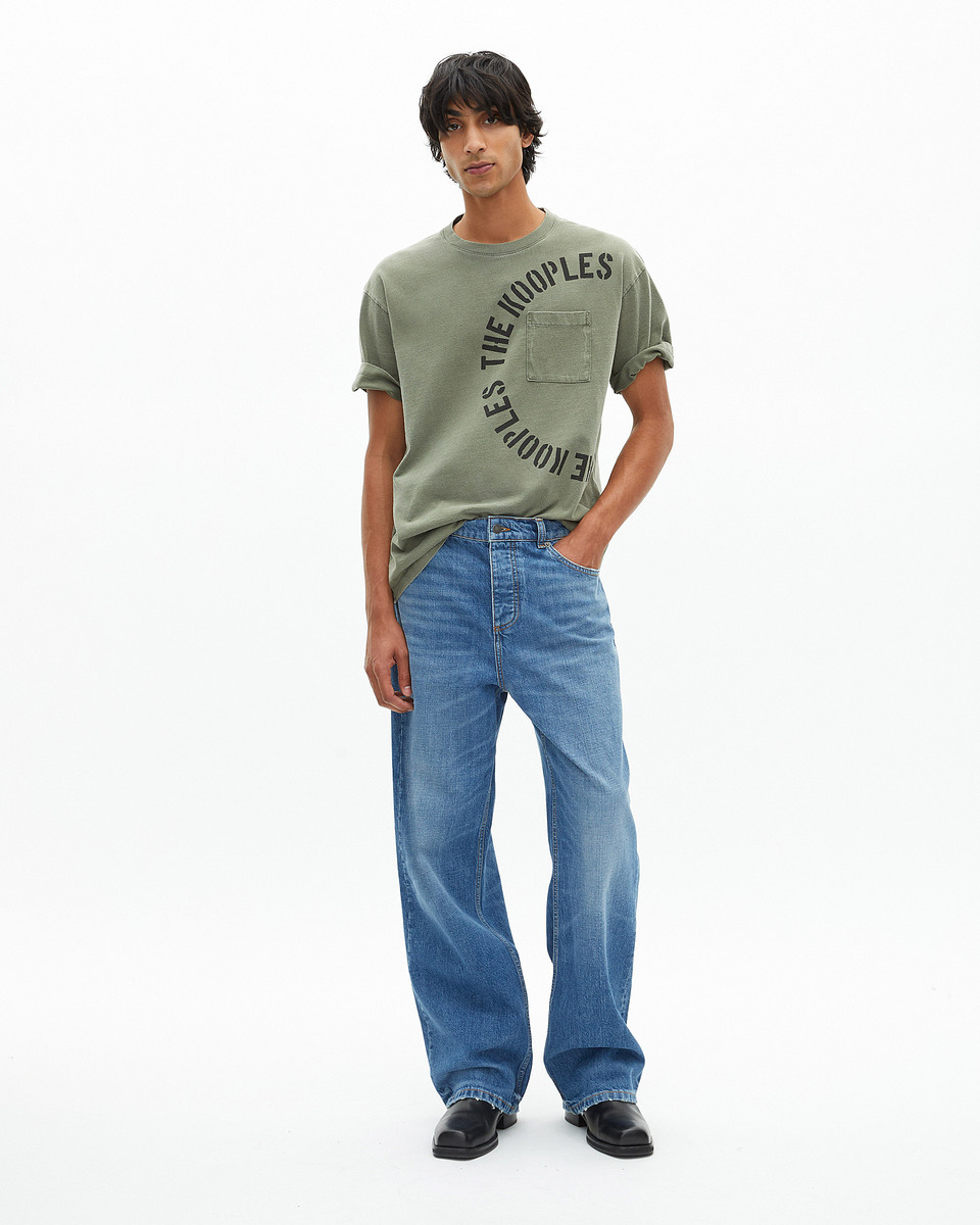 T-shirt with khaki screen print