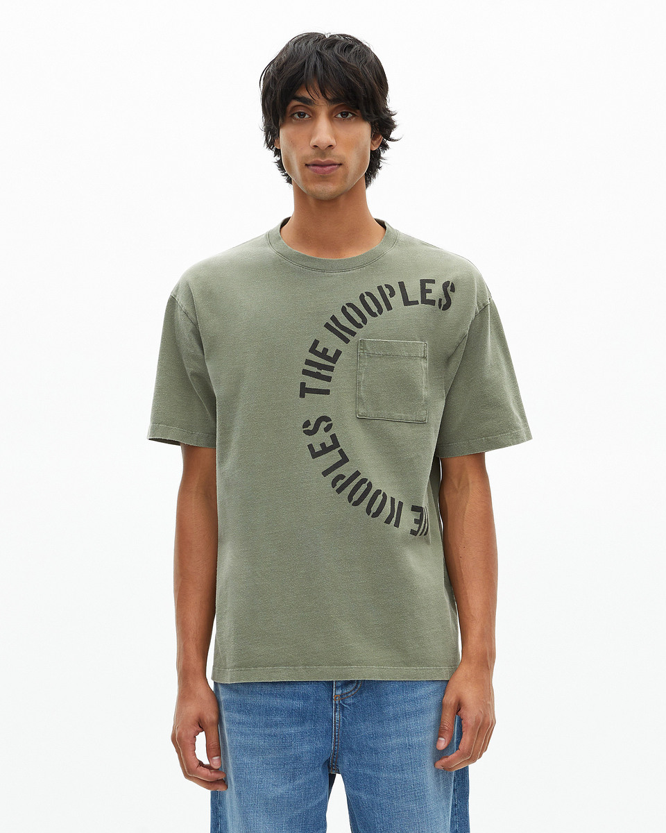 T-shirt with khaki screen print