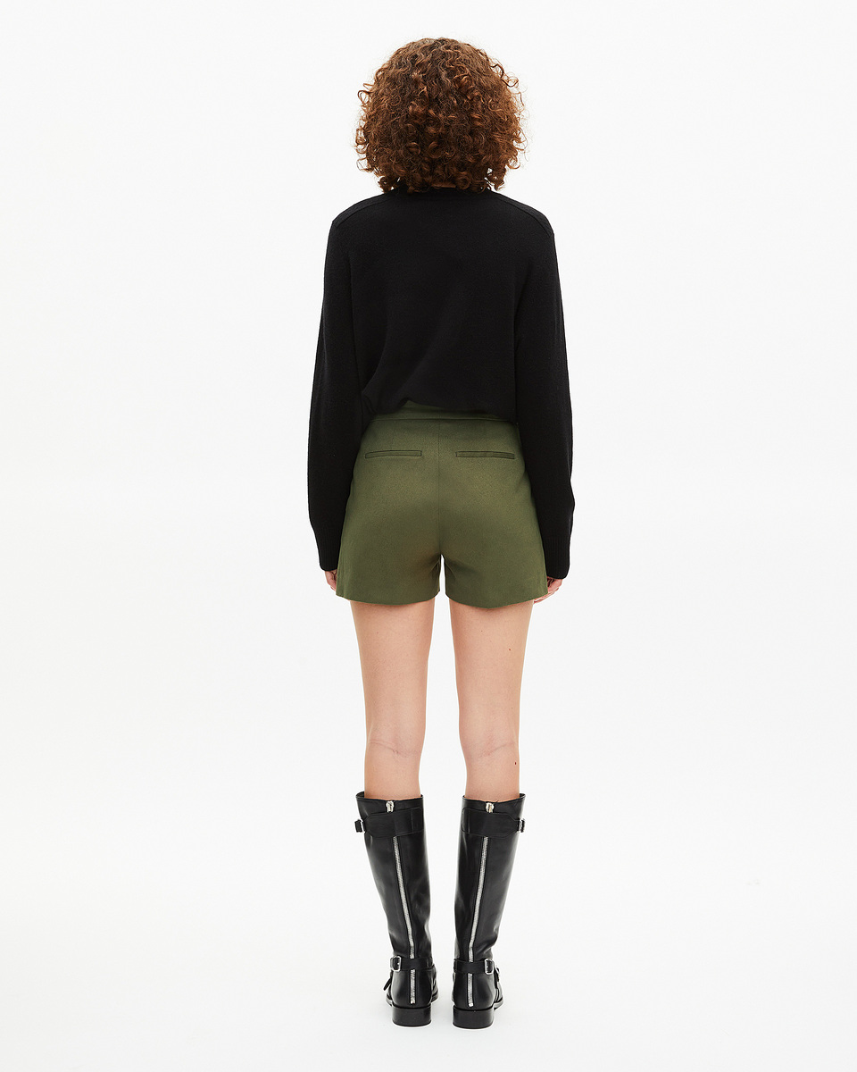 Khaki double-breasted straight shorts