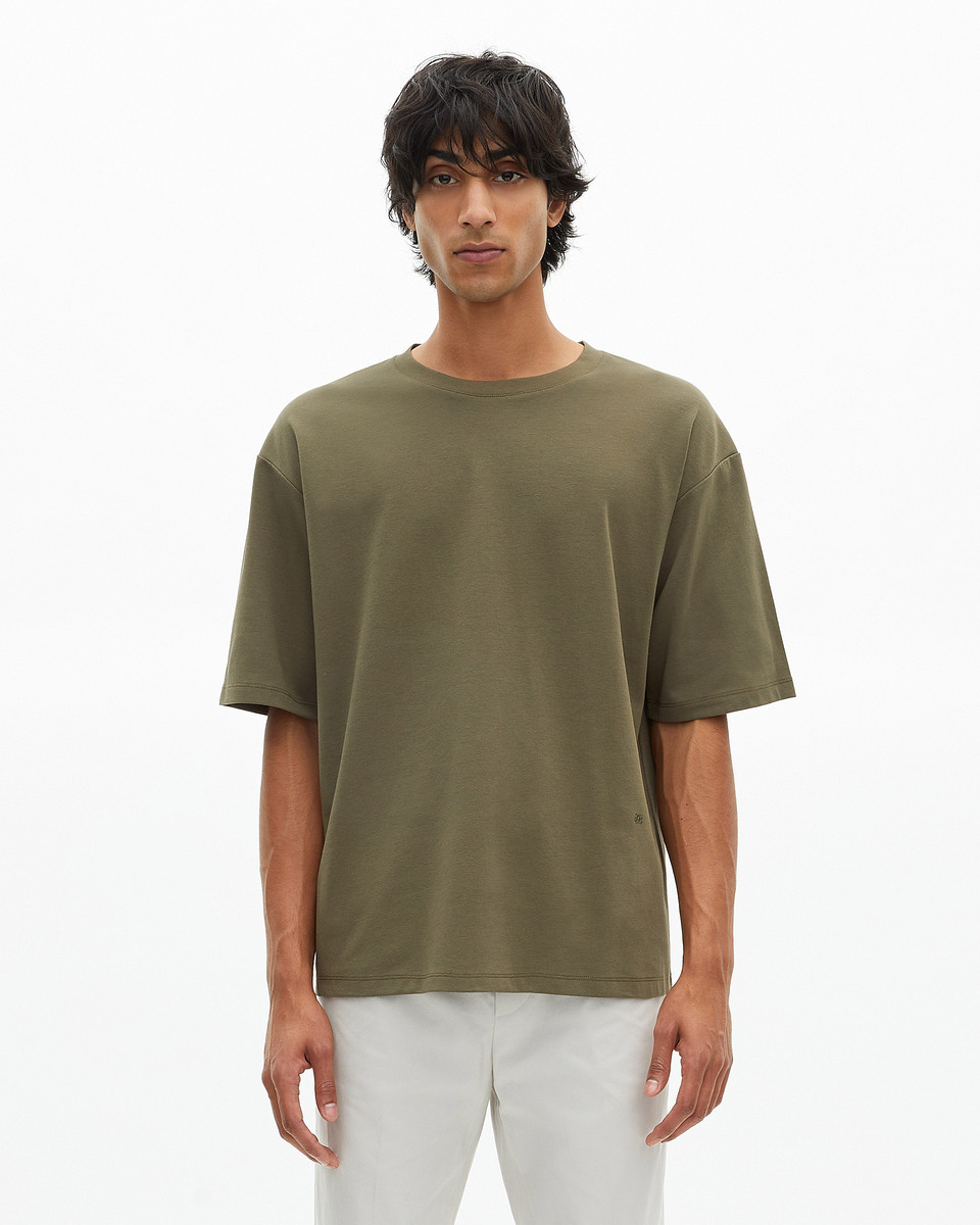 Mixed large plain khaki T-shirt