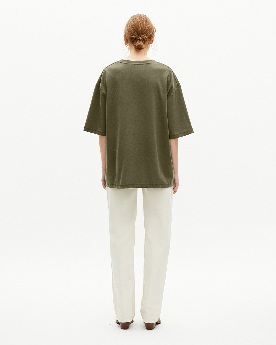 Mixed large plain khaki T-shirt