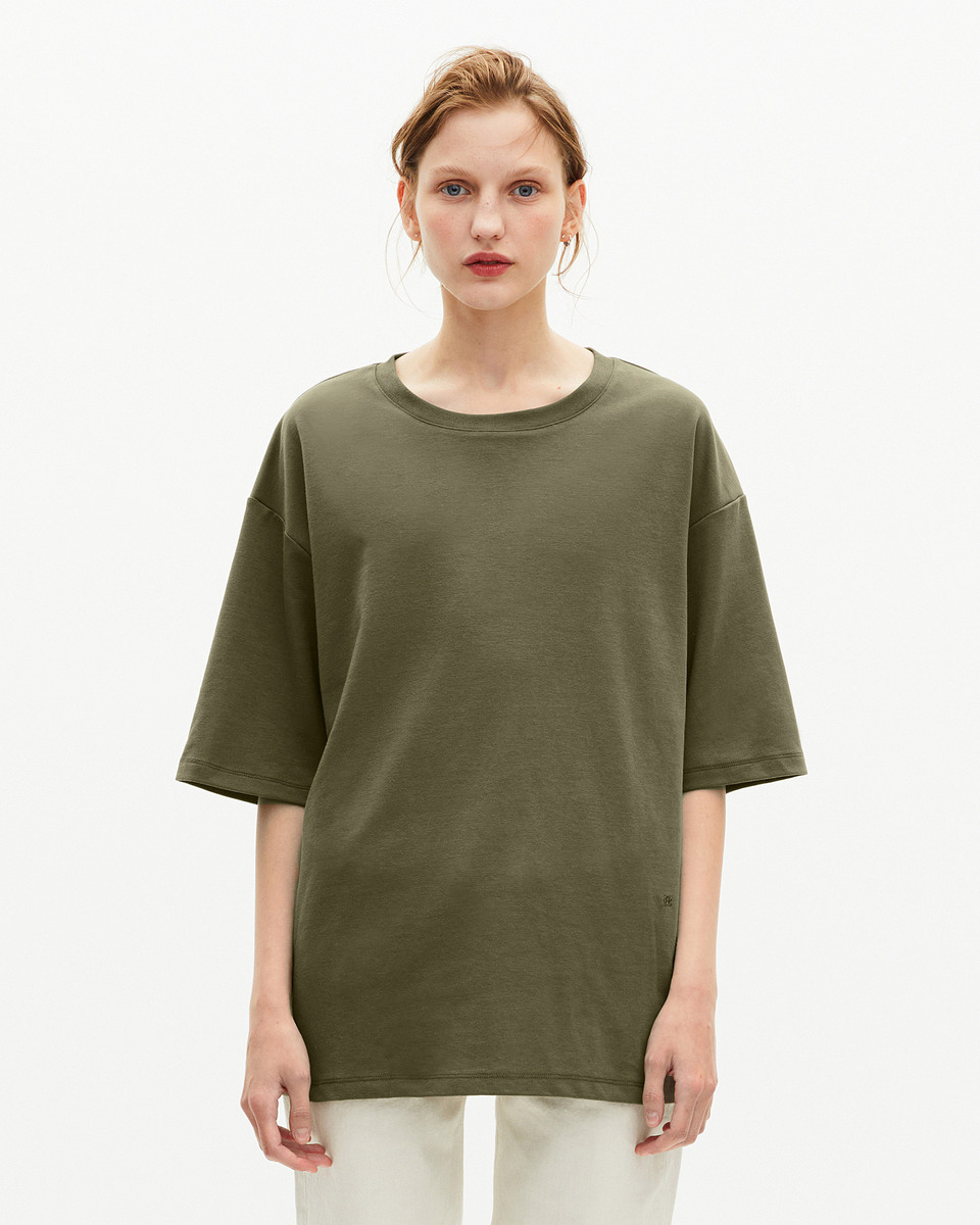 Mixed large plain khaki T-shirt