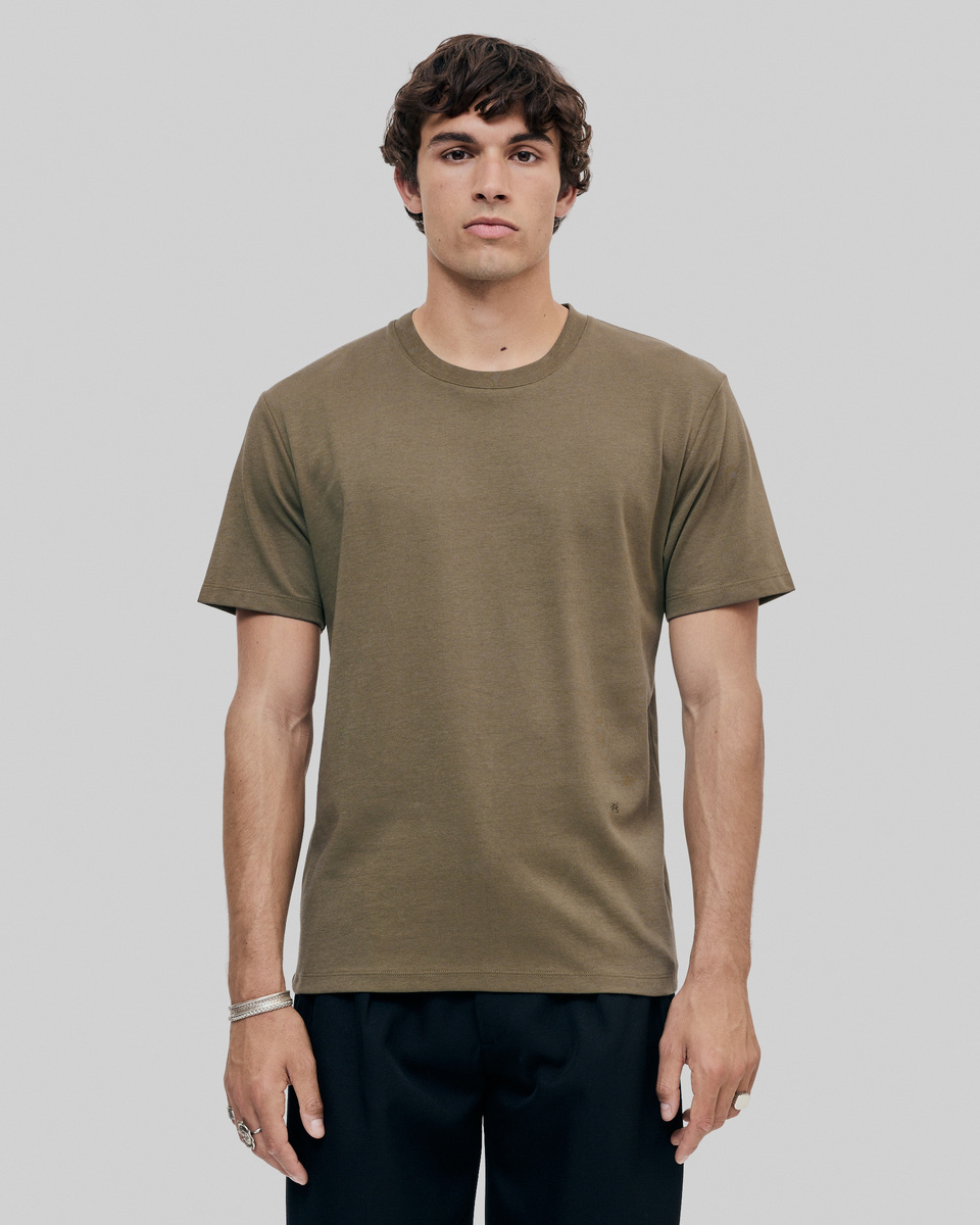 Mixed T-shirt, straight, plain khaki