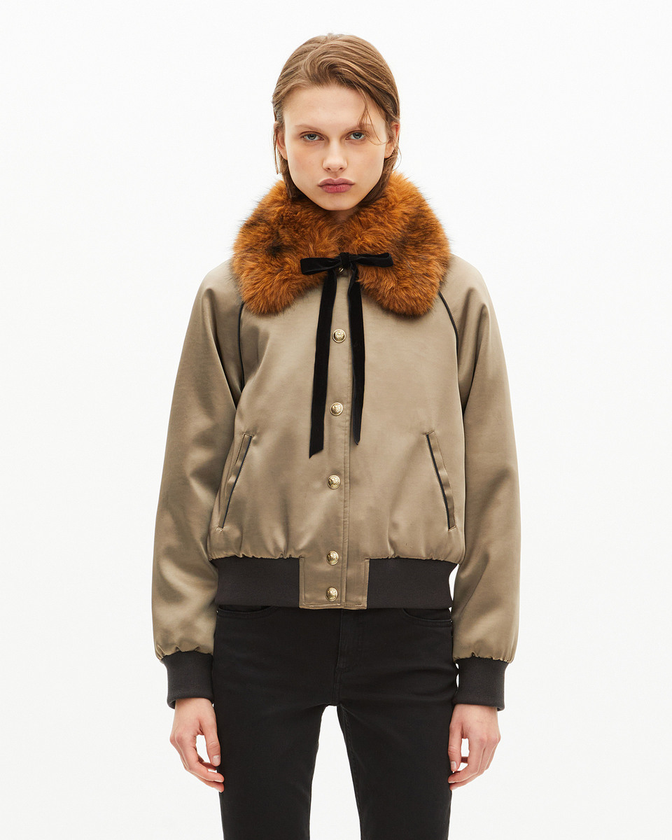 Khaki satin jacket