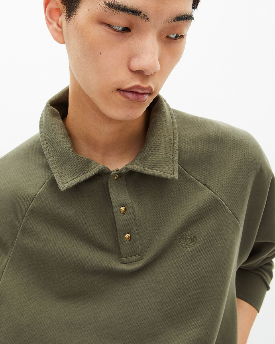 Khaki polo-neck sweatshirt