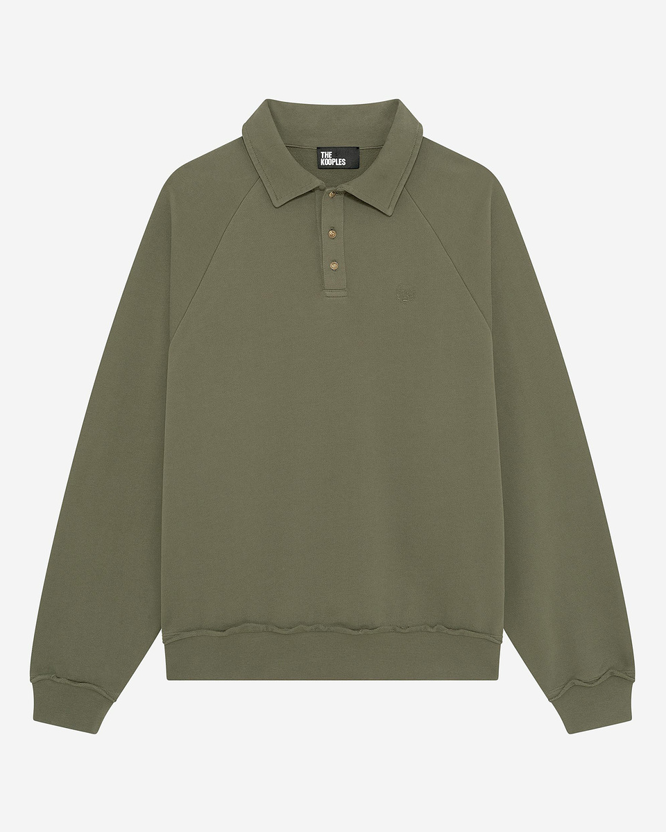 Khaki polo-neck sweatshirt