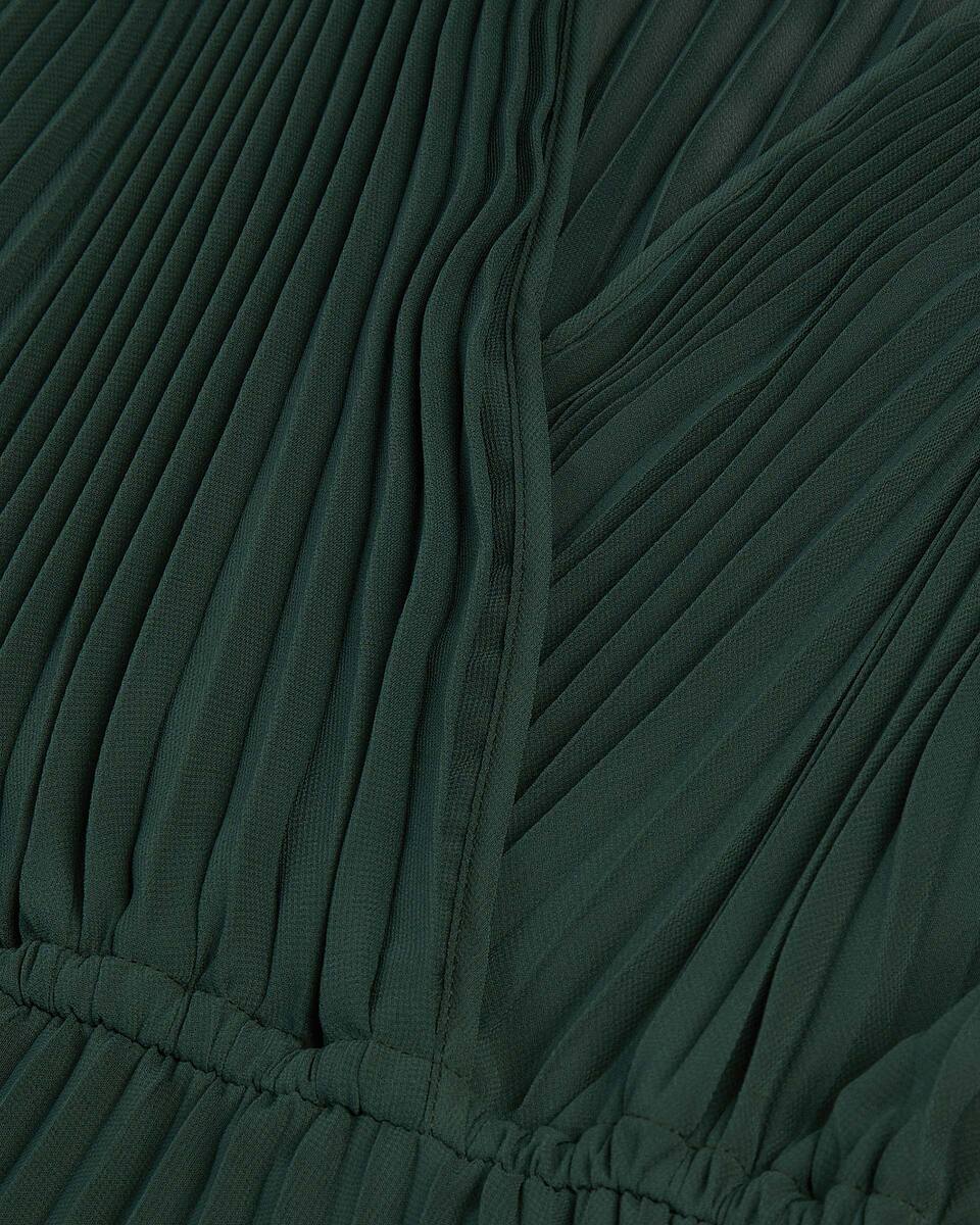 Green pleated long dress