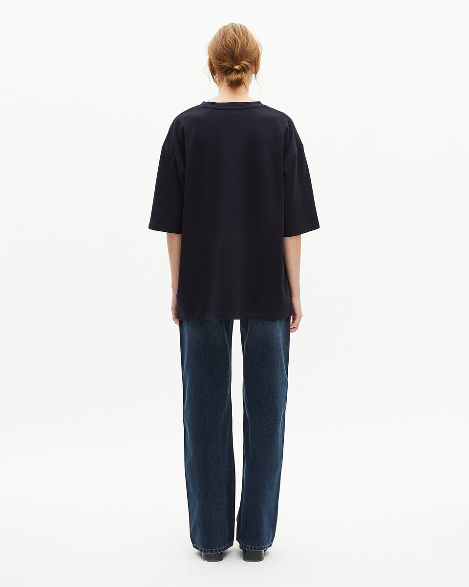 Mixed large plain navy blue T-shirt
