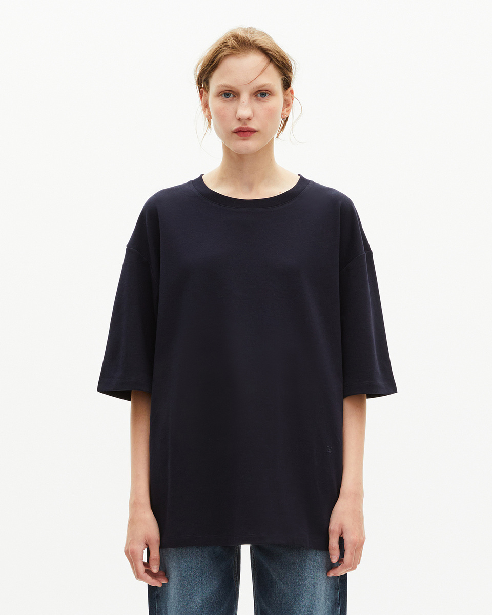 Mixed large plain navy blue T-shirt