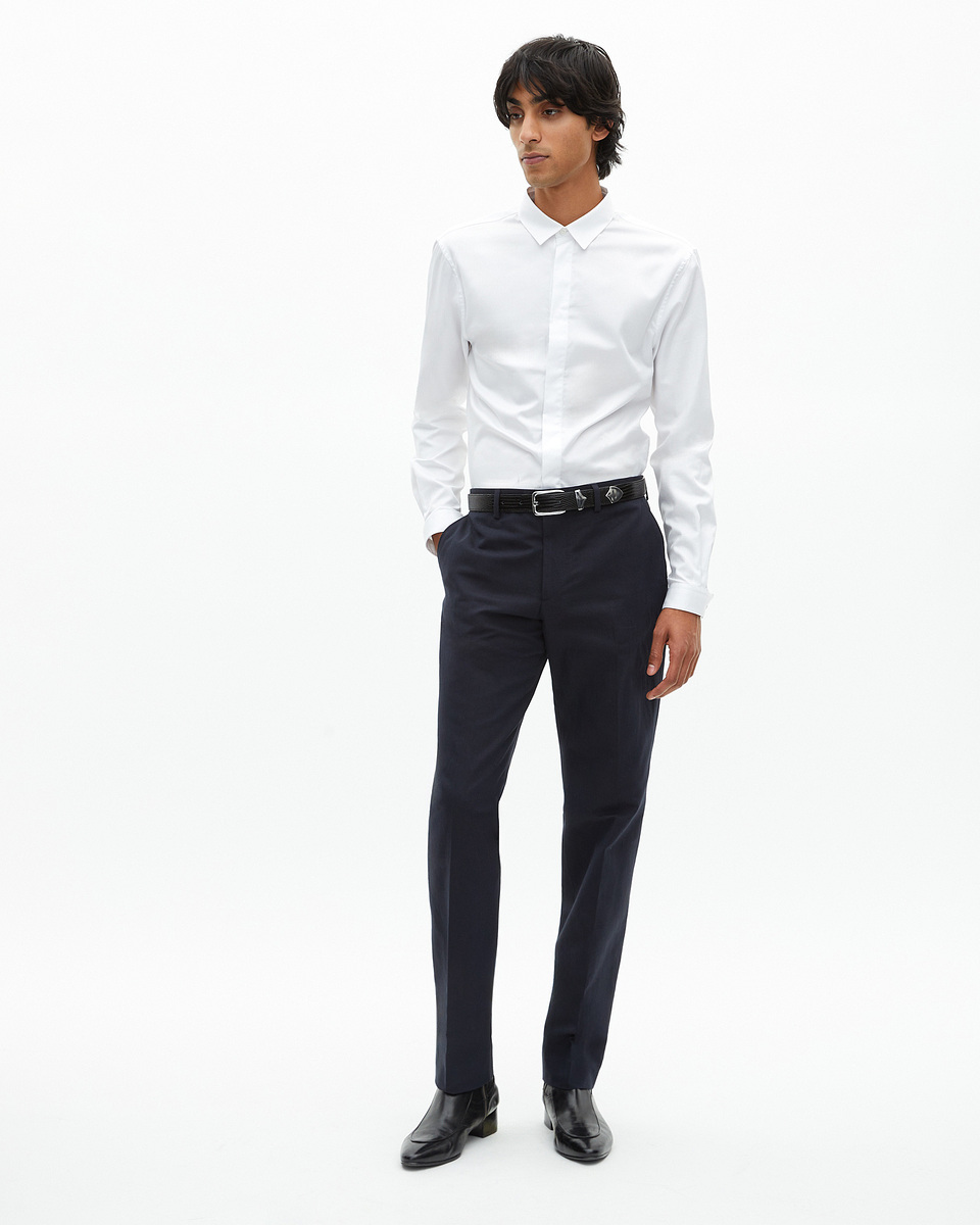 Navy blue straight suit pants