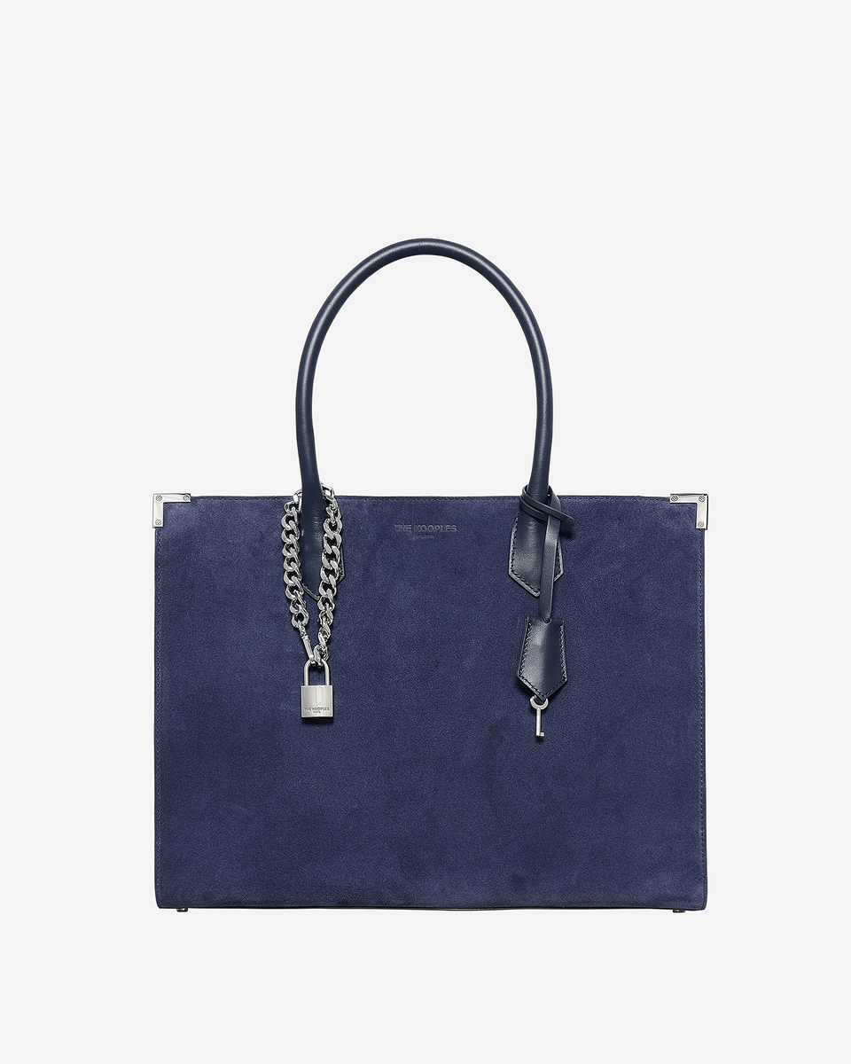 Ming L tote bag in navy suede