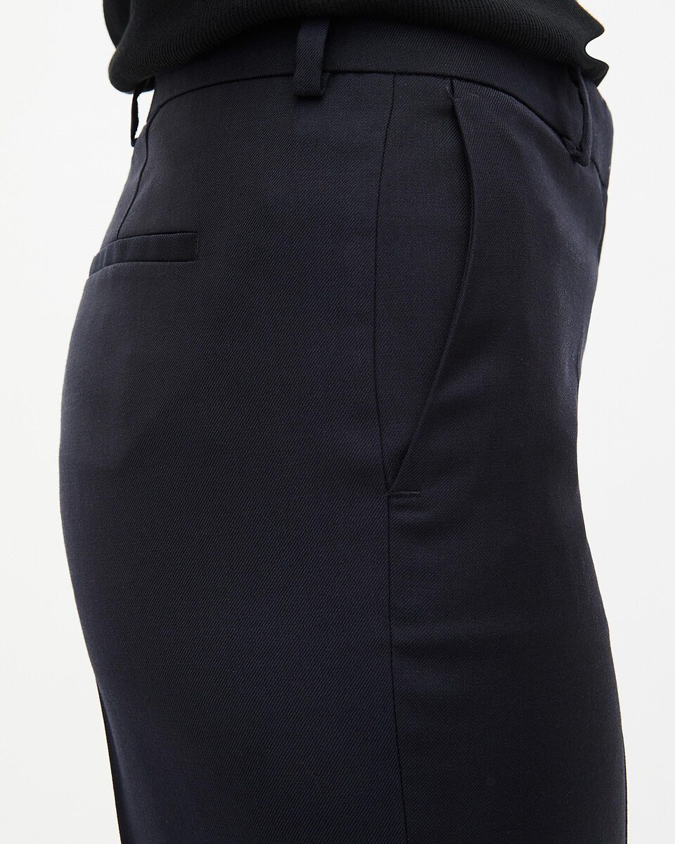 Navy blue slim-fit wool tailored trousers