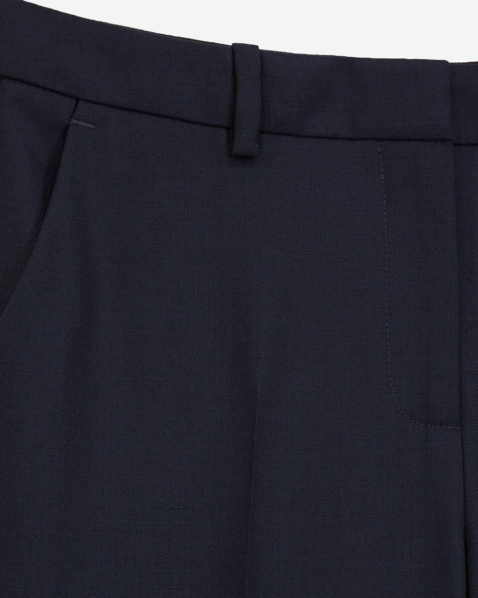 Navy blue slim-fit wool tailored trousers