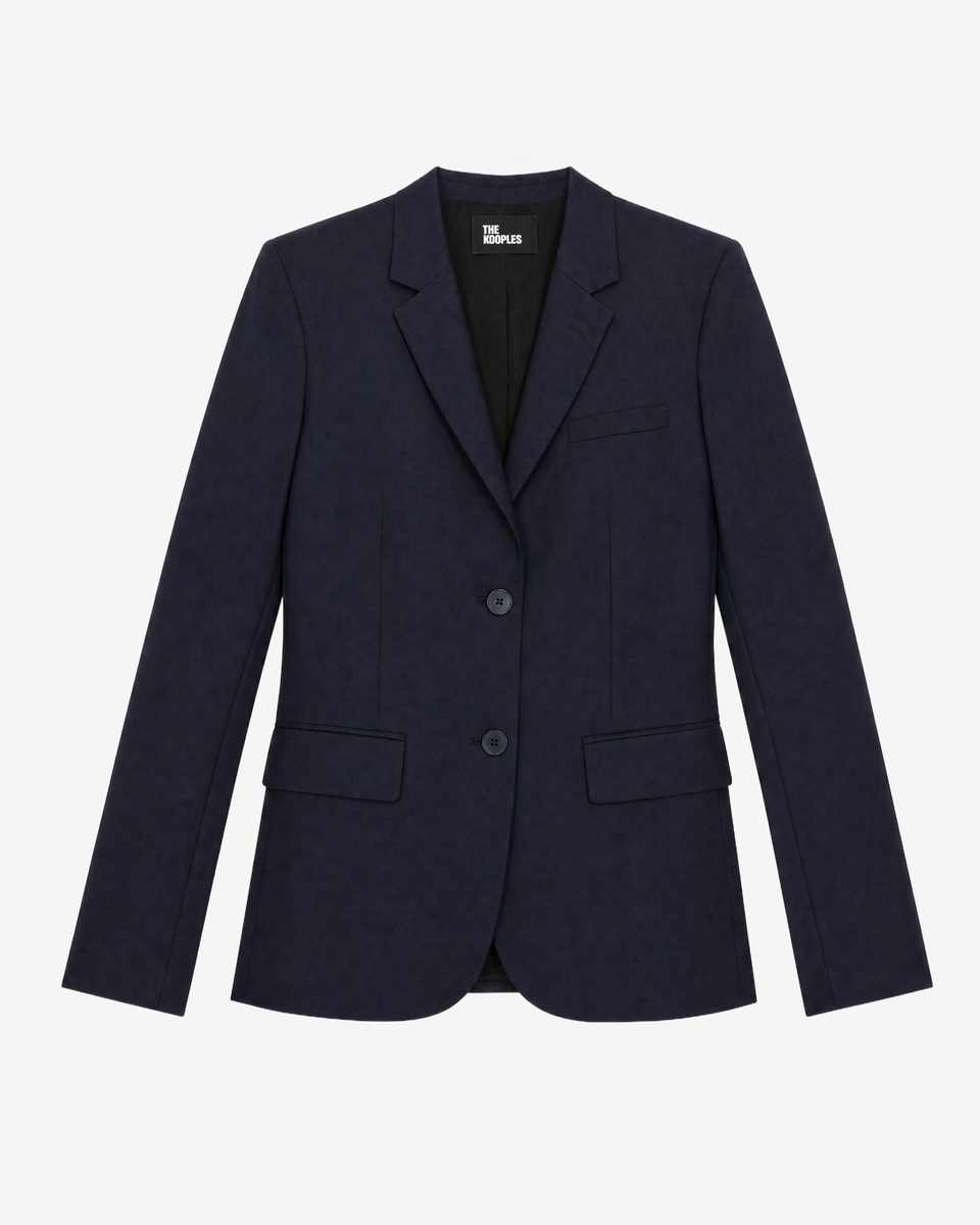 Slim-fit wool suit jacket in navy blue