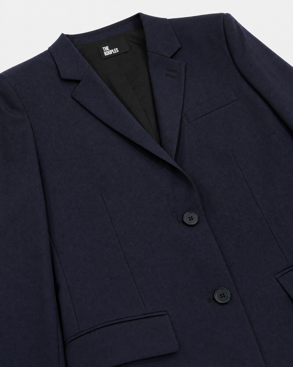 Slim-fit wool suit jacket in navy blue