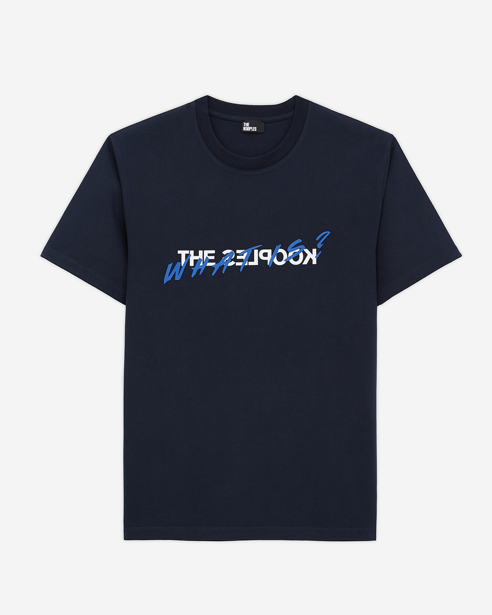 What is blue t-shirt