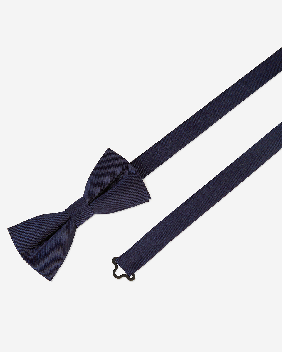 Black and navy silk bow tie