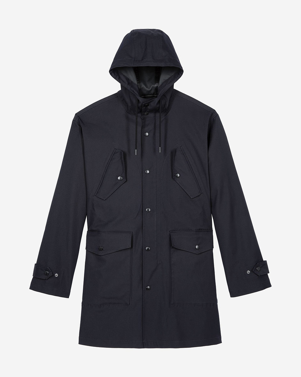 Water-repellent parka with navy hood