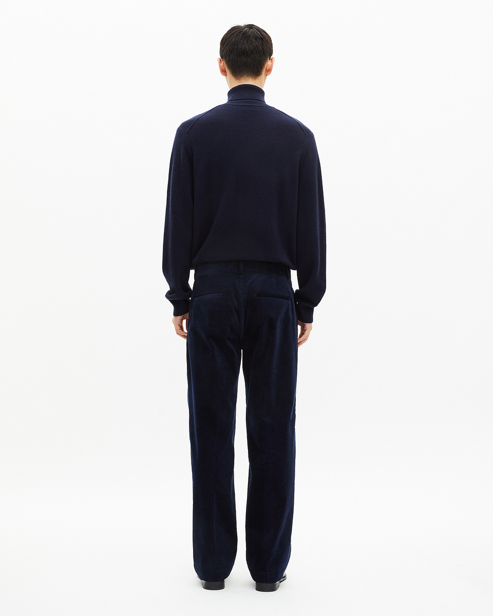 Navy corduroy wide-leg pants