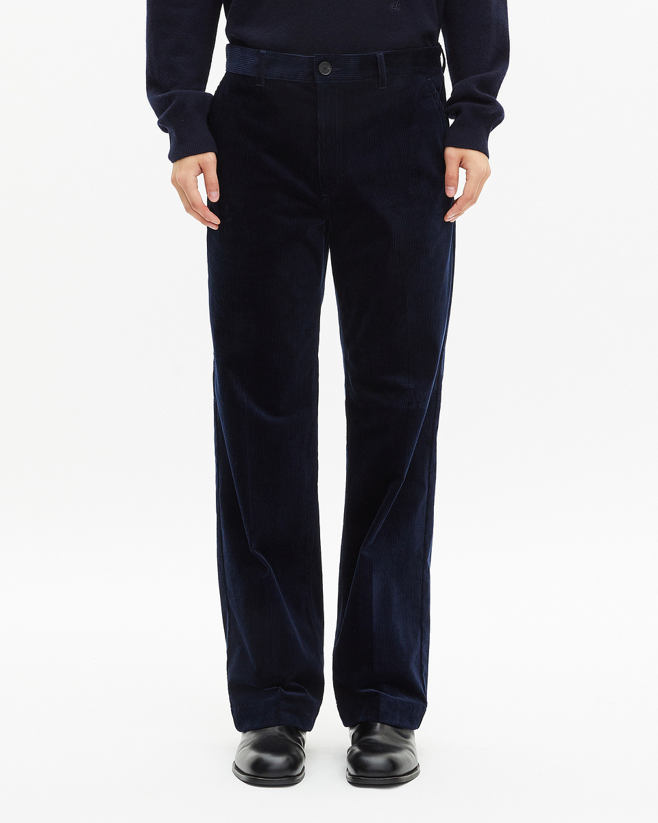 Navy corduroy wide-leg pants