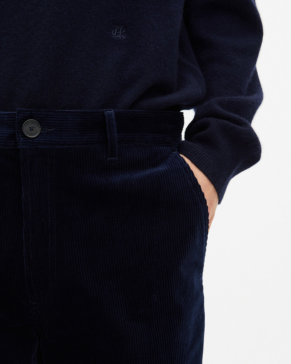 Navy corduroy wide-leg pants